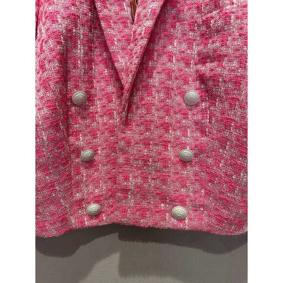 AUTH L'AGENCE Houndstooth Checked Tweed Cropped Jacket Blazer Coat 12 - Picture 4 of 9